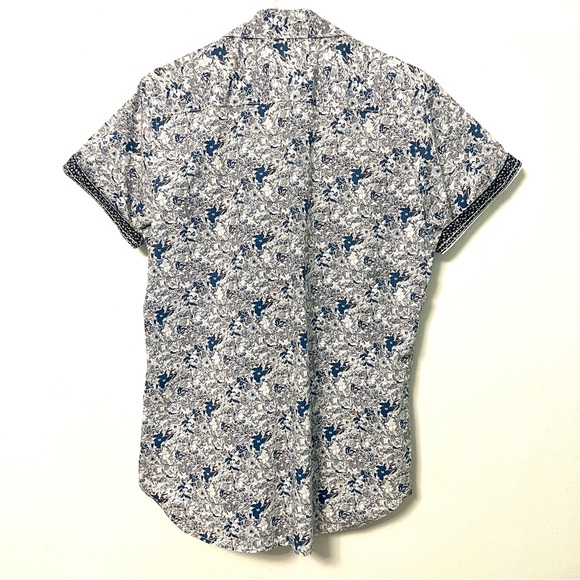 NWT COTTON SOFT RELAXED FLORAL PRINT SHIRT SLEEVE BUTTON UP SHIRT - Picture 7 of 15